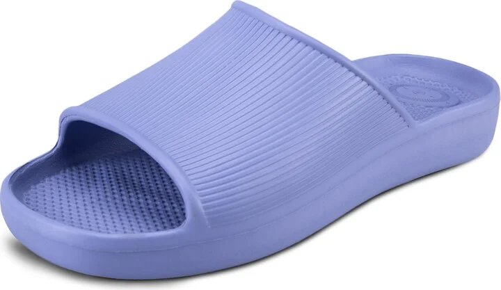 totes Women's Everywear Lightweight Waterproof Ribbed Texture Slide Sandal