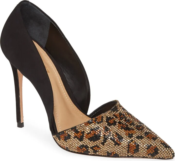 Totia Crystal Leopard Pointed Toe Pump