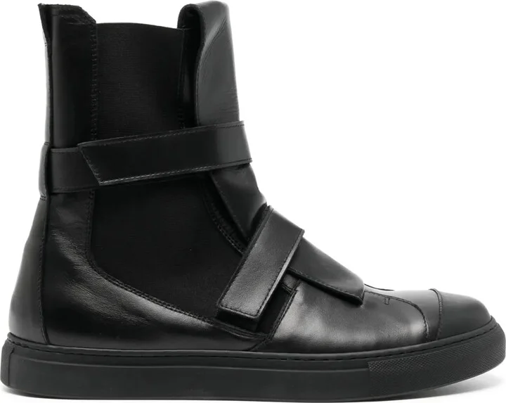 Touch-Strap High-Top Leather Sneakers