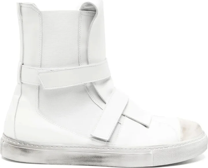 Touch-Strap High-Top Leather Sneakers