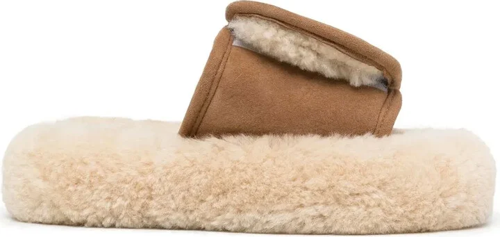 Touch-Strap Shearling Slides