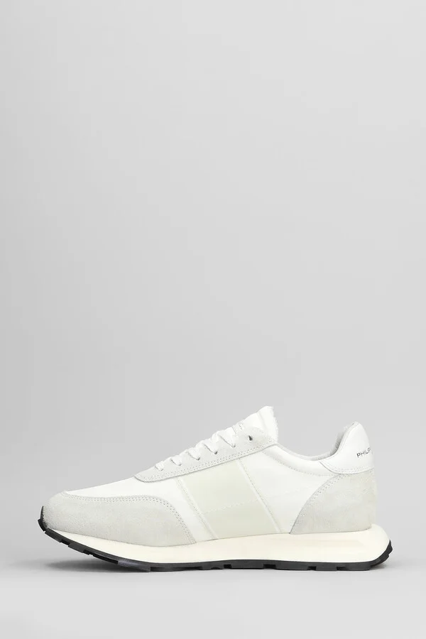 Tour Low Sneakers In White Suede And Fabric - Image 3
