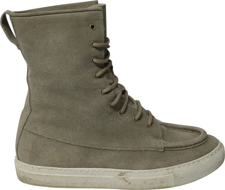 Tournament High Top Shearling Sneakers in Grey Suede