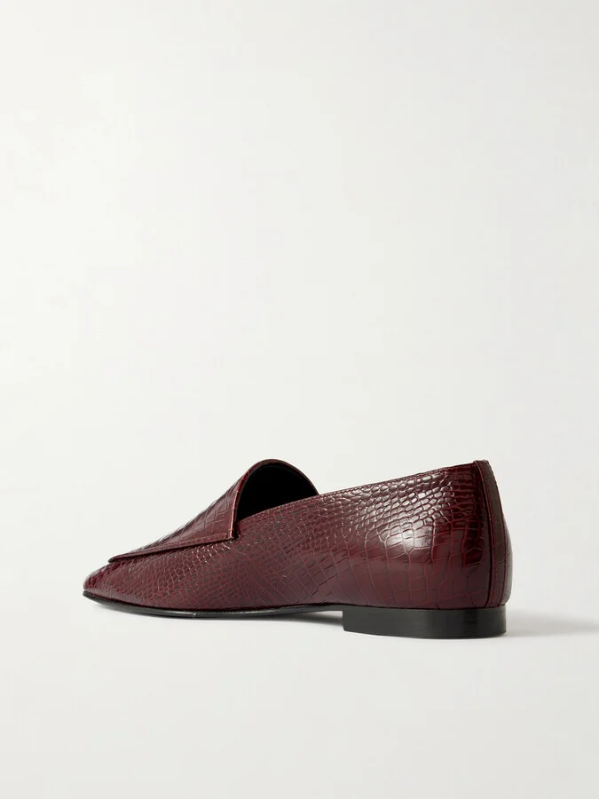 TOVE - Cora Croc-effect Leather Loafers - Burgundy - Image 3
