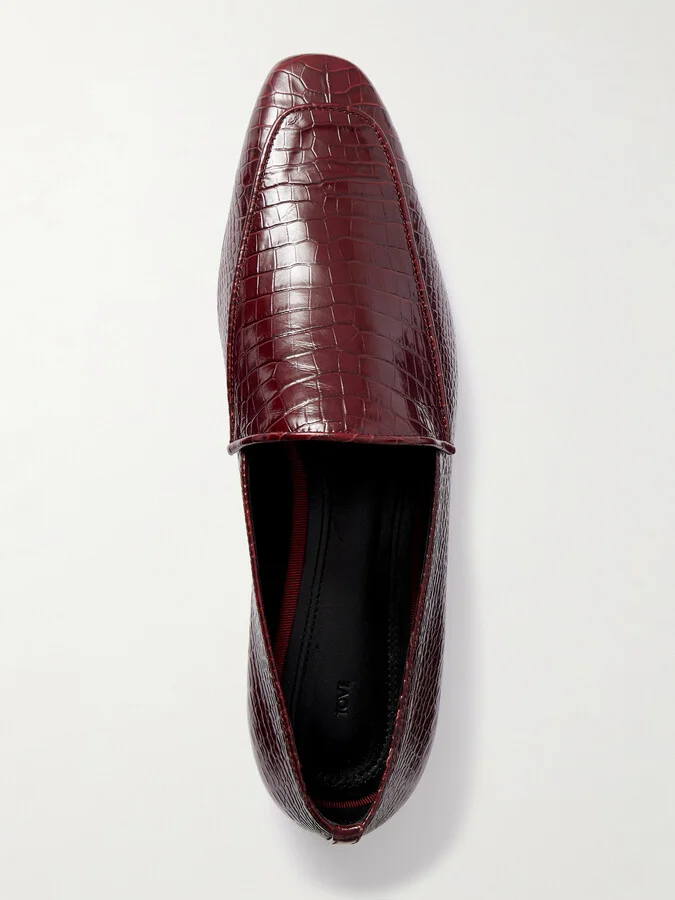 TOVE - Cora Croc-effect Leather Loafers - Burgundy - Image 5