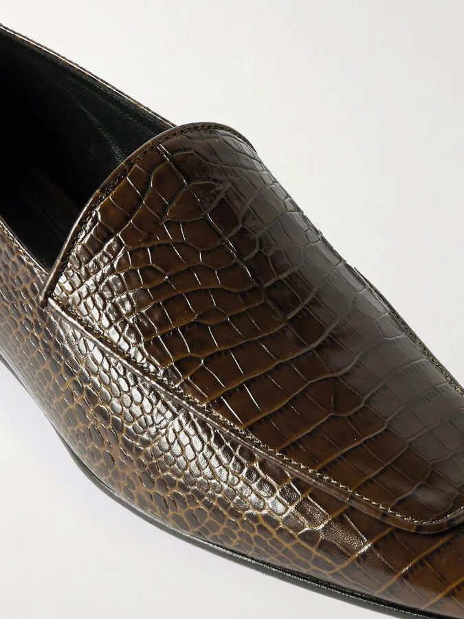 TOVE - Cora Croc-effect Leather Loafers - Green - Image 4