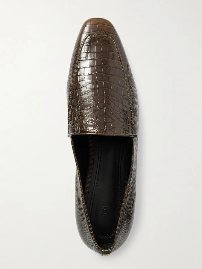 TOVE - Cora Croc-effect Leather Loafers - Green - Image 5
