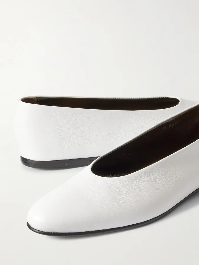 TOVE - Darcy Leather Ballet Flats - White - Image 4