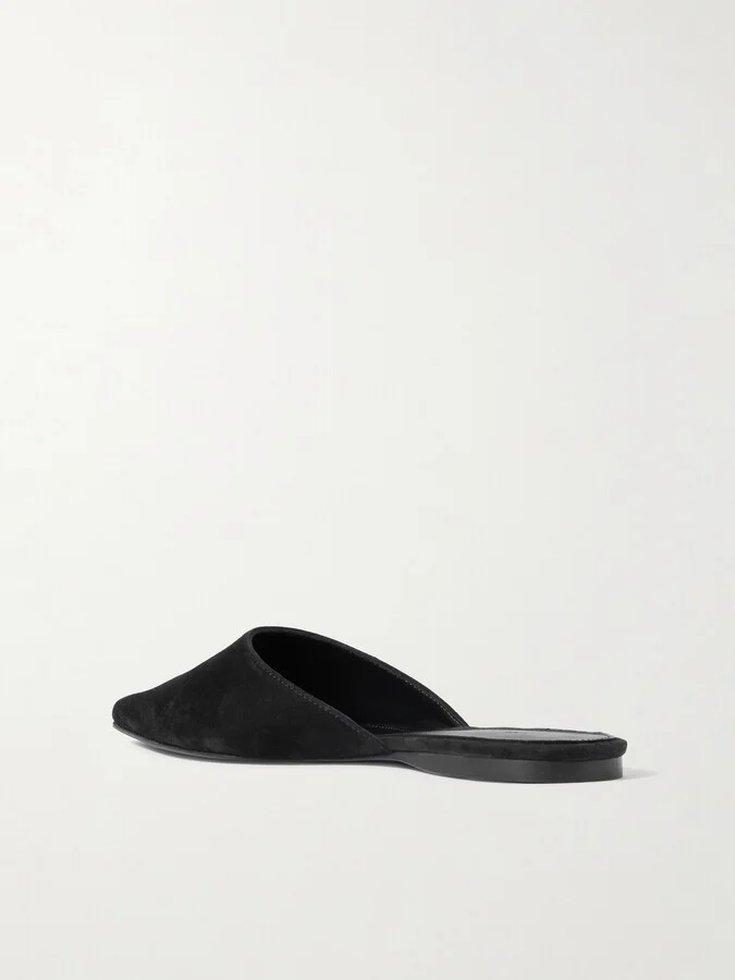 TOVE - Pheby Point-toe Suede Mules - Black - Image 3