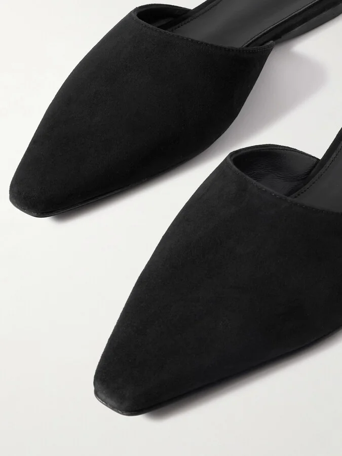 TOVE - Pheby Point-toe Suede Mules - Black - Image 4