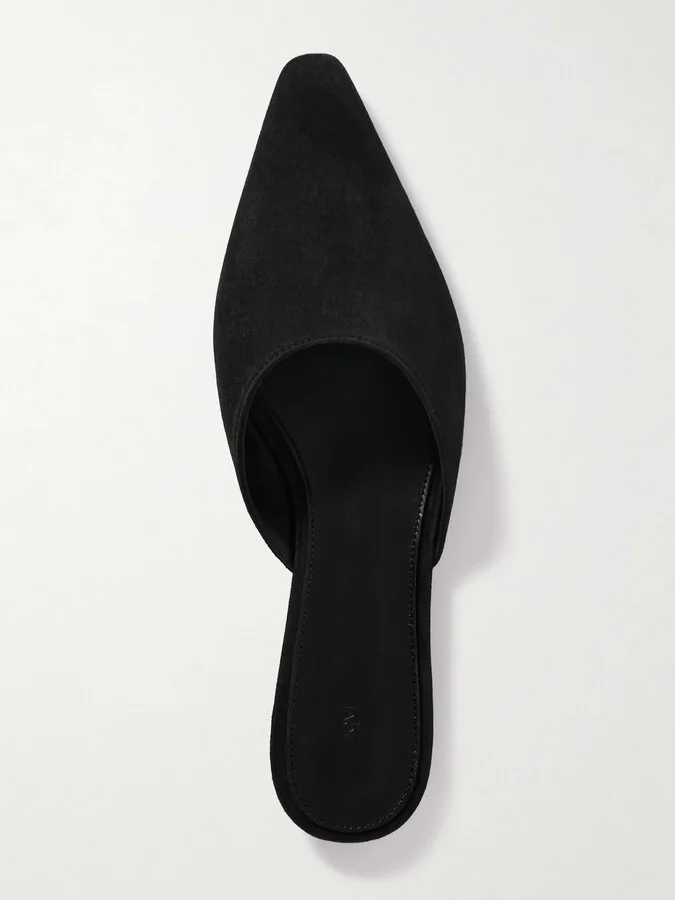 TOVE - Pheby Point-toe Suede Mules - Black - Image 5