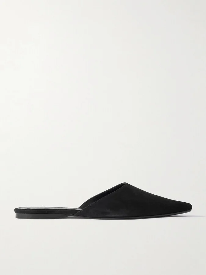 TOVE - Pheby Point-toe Suede Mules - Black
