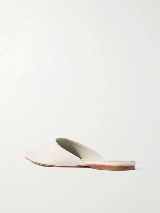 TOVE - Pheby Point-toe Suede Mules - White - Image 3
