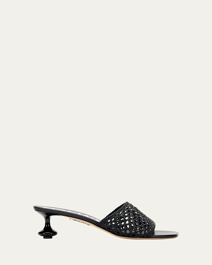 Toy Leather Woven Slide Sandals