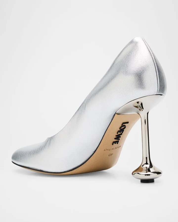 Toy Metallic Leather Stiletto Pumps - Image 5