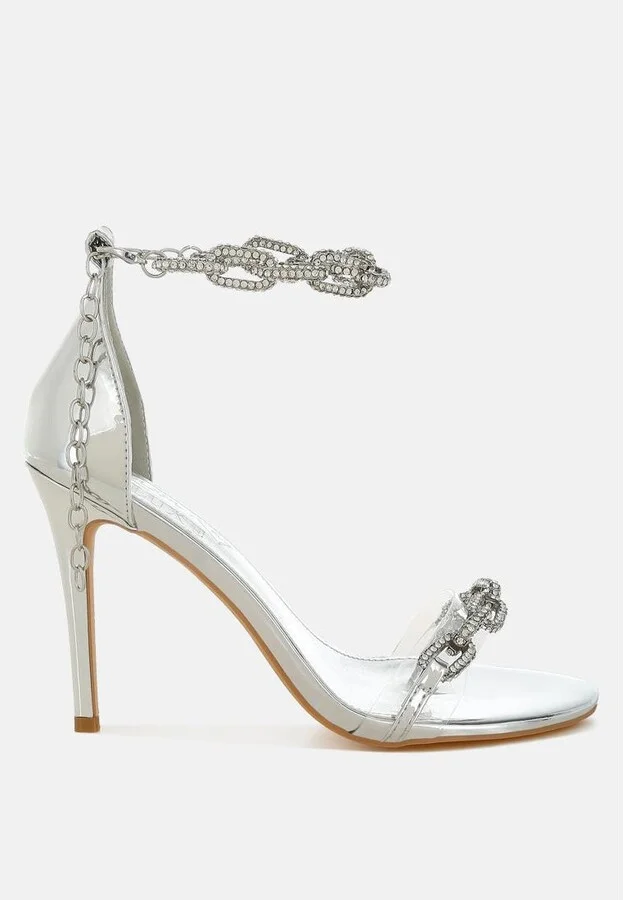 Traben Rhinestones Chain Metallic Stiletto Sandals - Image 2
