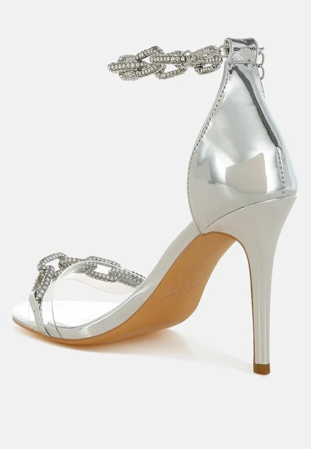 Traben Rhinestones Chain Metallic Stiletto Sandals - Image 3
