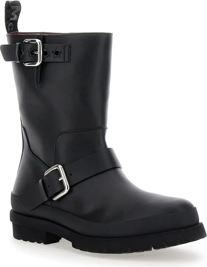 'trace' Black Ankle Boots With Buckle In Tech Fabric Woman - Image 2