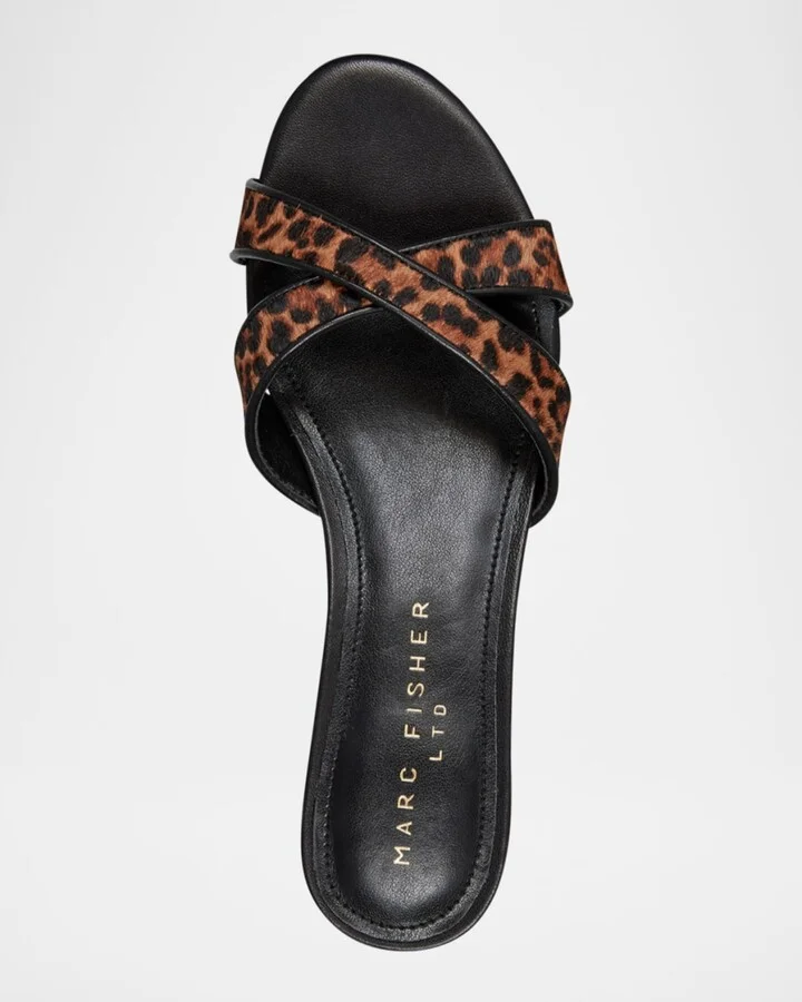 Tracey Leopard Calf Leather Kitten-Heel Sandals - Image 5