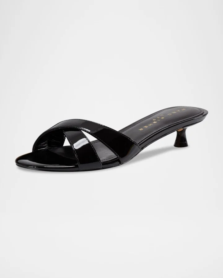Tracey Patent Crisscross Kitten Slide Sandals - Image 3