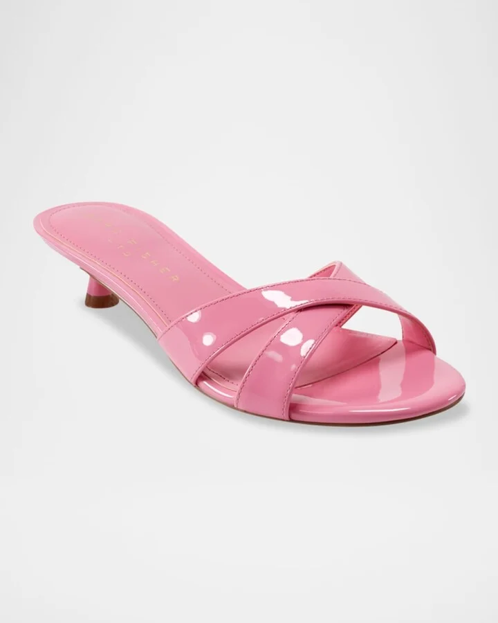 Tracey Patent Crisscross Kitten Slide Sandals - Image 5