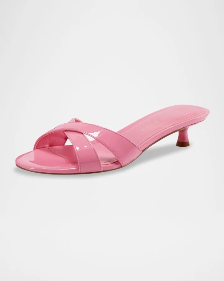 Tracey Patent Crisscross Kitten Slide Sandals - Image 8