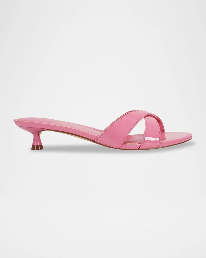 Tracey Patent Crisscross Kitten Slide Sandals