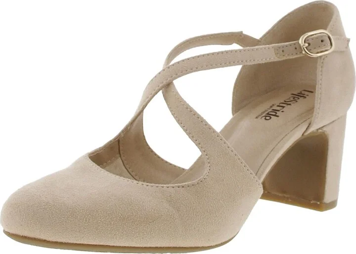 Tracy Womens Adjustable Faux Leather Block Heels