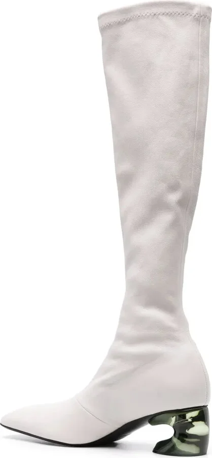 Translucent-Heel Leather Boots - Image 3
