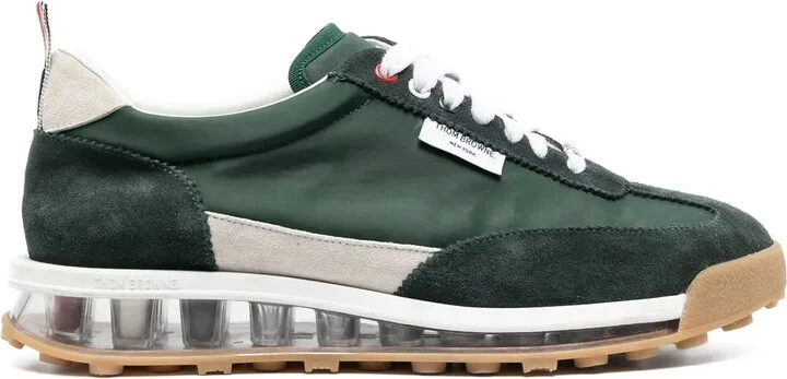 Translucent-Sole Leather Sneakers