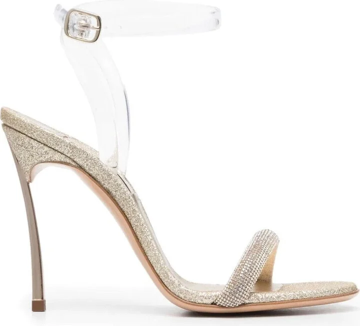 Transparent High Heel Sandals With Glitter Finish