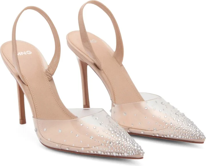 Transparent Rhinestone Pointed Toe Pump