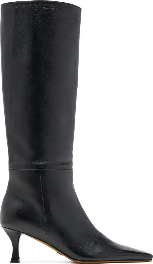 Trap leather knee-high boots