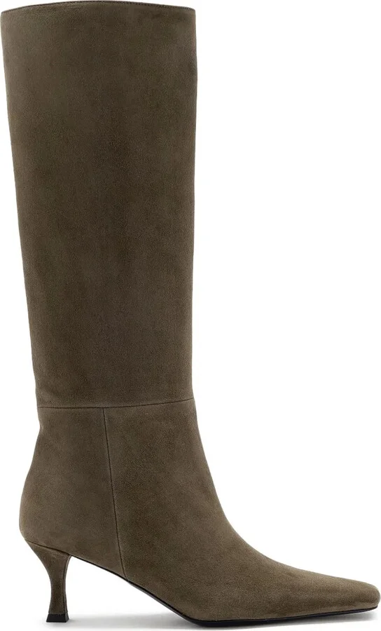 Trap suede knee-high boots