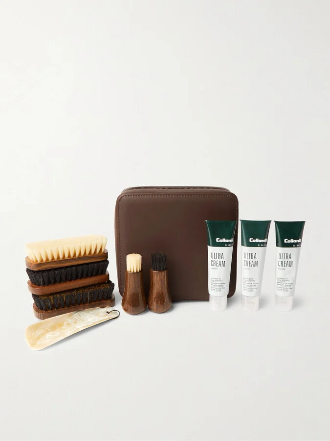 Travel Shoe Care Set with Leather Case