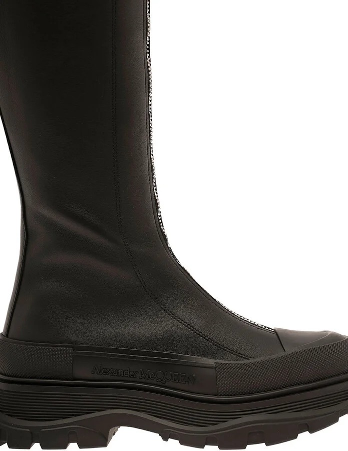 'tread Slick' Black Boots With Embossed Logo And Chunky Platform In Leather Woman - Image 4