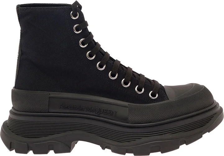 'tread Slick' Black High Top Sneakers With Oversized Platform In Cotton Woman