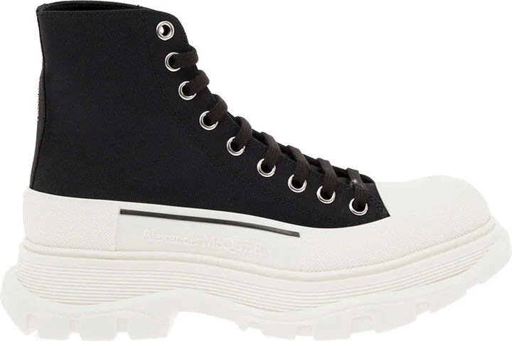 'tread Slick' Black High Top Sneakers With Oversized Platform In Cotton Woman
