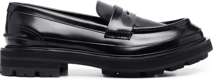 Tread-Sole Penny-Slot Loafers
