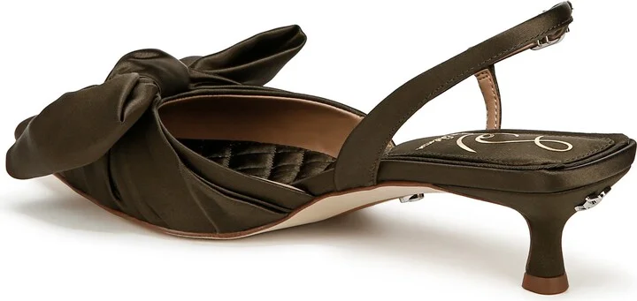 Treena Bow Plissé Pointed Toe Kitten Heel Sandal - Image 2