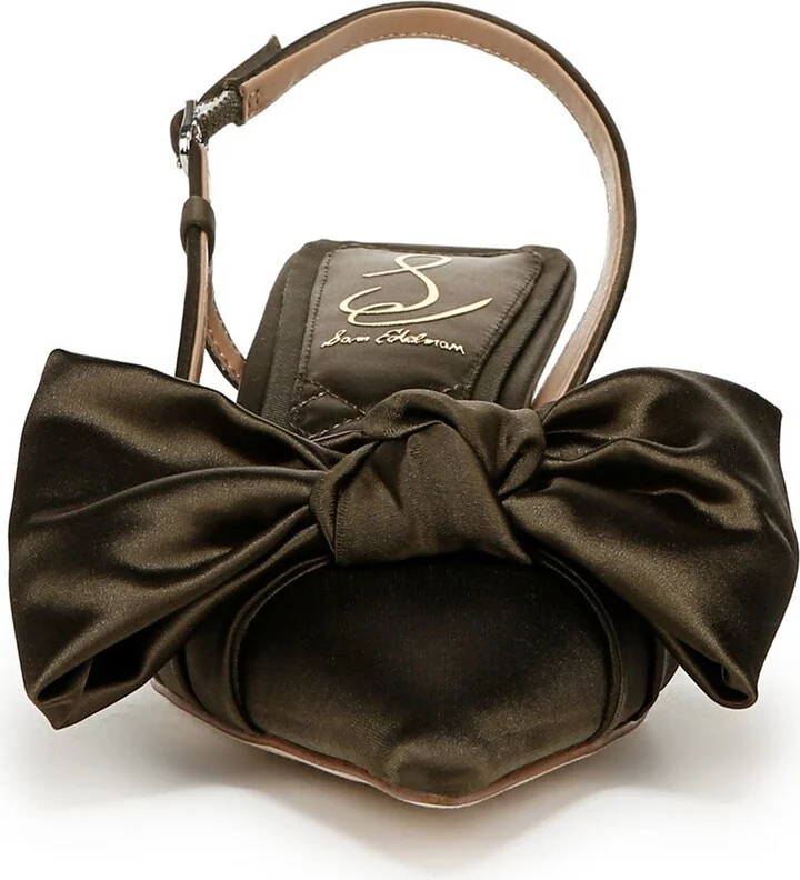 Treena Bow Plissé Pointed Toe Kitten Heel Sandal - Image 4