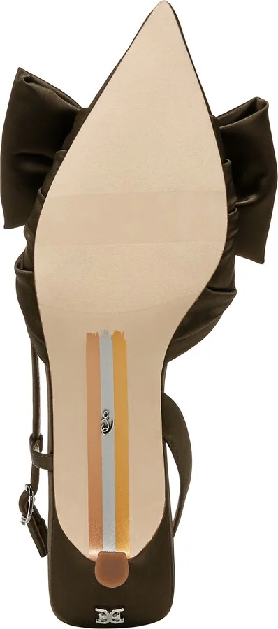 Treena Bow Plissé Pointed Toe Kitten Heel Sandal - Image 6