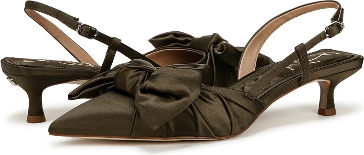 Treena Bow Plissé Pointed Toe Kitten Heel Sandal - Image 8
