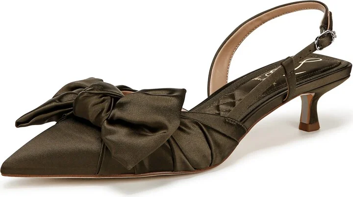 Treena Bow Plissé Pointed Toe Kitten Heel Sandal - Image 9
