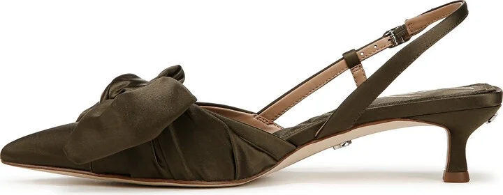 Treena Bow Plissé Pointed Toe Kitten Heel Sandal - Image 11