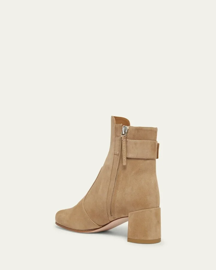 Tres Vivier Suede Buckle Ankle Booties - Image 4