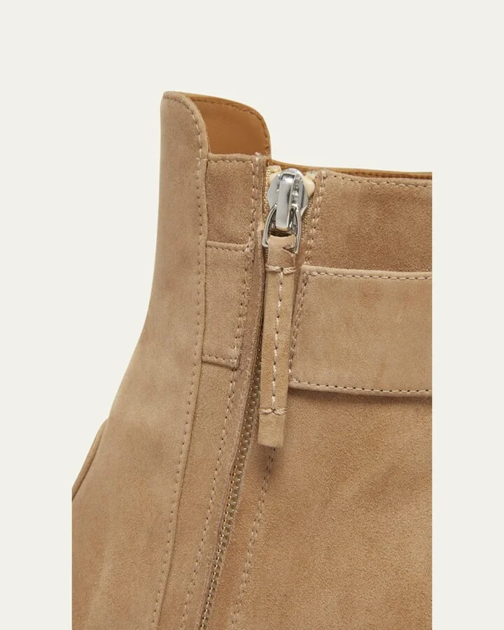 Tres Vivier Suede Buckle Ankle Booties - Image 5