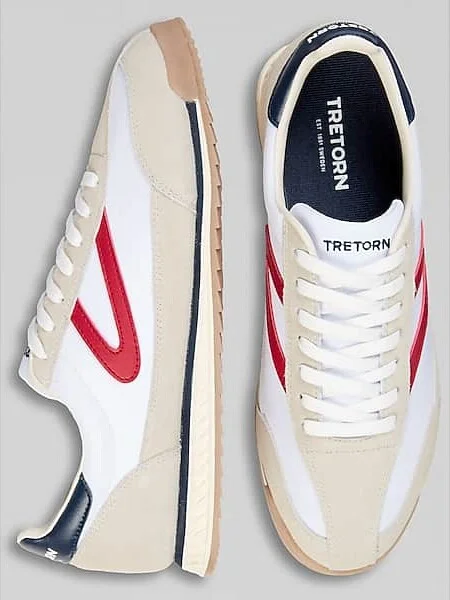 Tretorn Men's Rawlins Vintage T-Toe Sneakers White/Red
