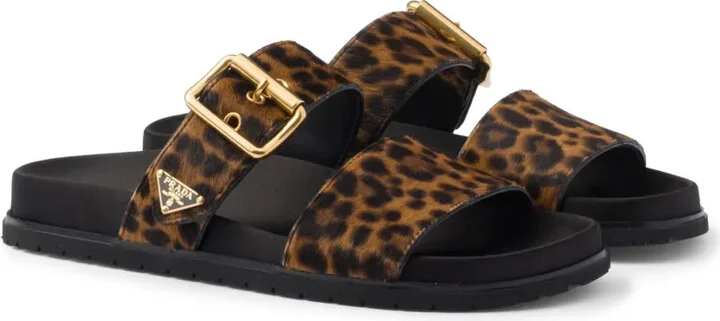Triangle-Logo Animal-Print Sandals - Image 2