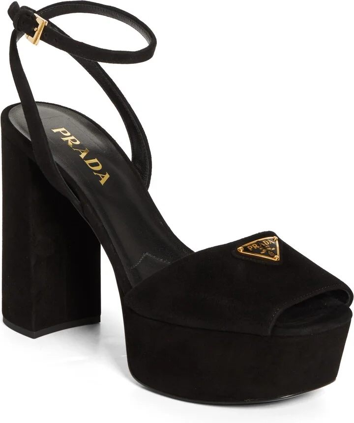 Triangle Logo Ankle Strap Plaform Sandal